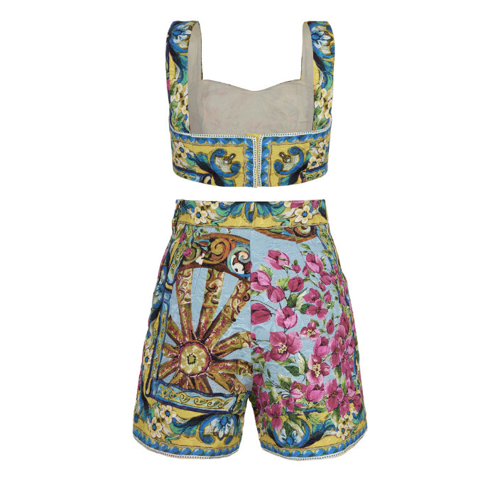 Dolce & Gabbana floral and brocade short and top set