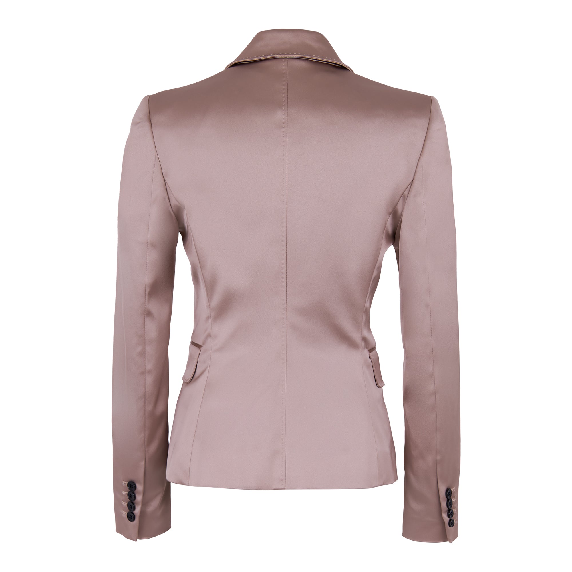 Dolce and Gabbana Pale Pink Contrast Notched Collar Detail Satin Blazer