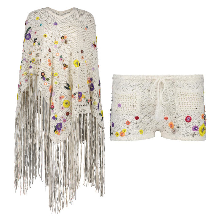 Emilio Pucci Poncho and Short Crochet Set