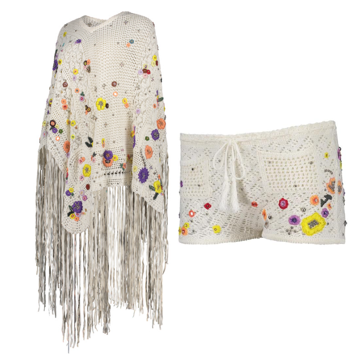 Emilio Pucci Poncho and Short Crochet Set