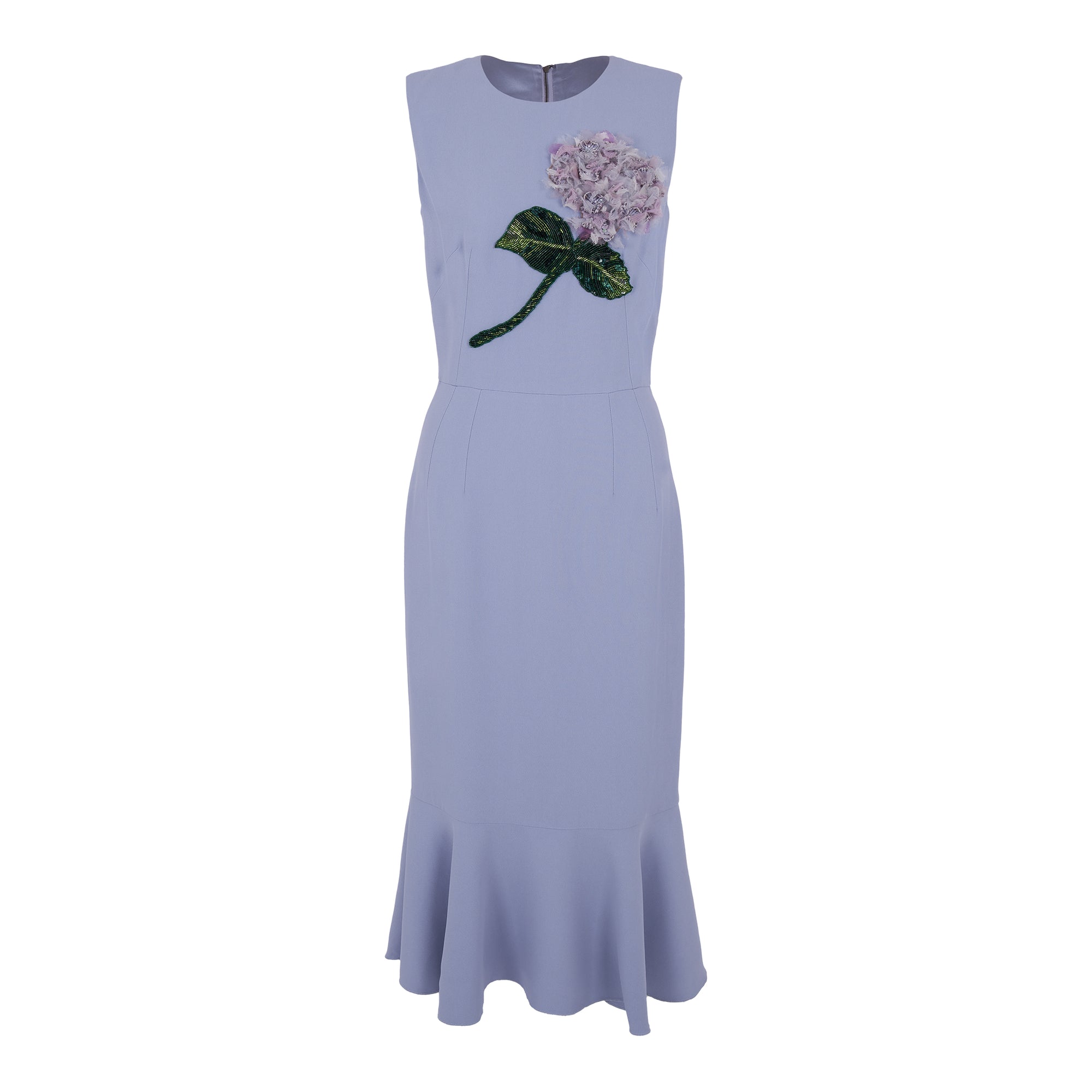 Dolce & Gab­bana Hy­dran­gea Em­bel­li­shed Flounce-Hem dress