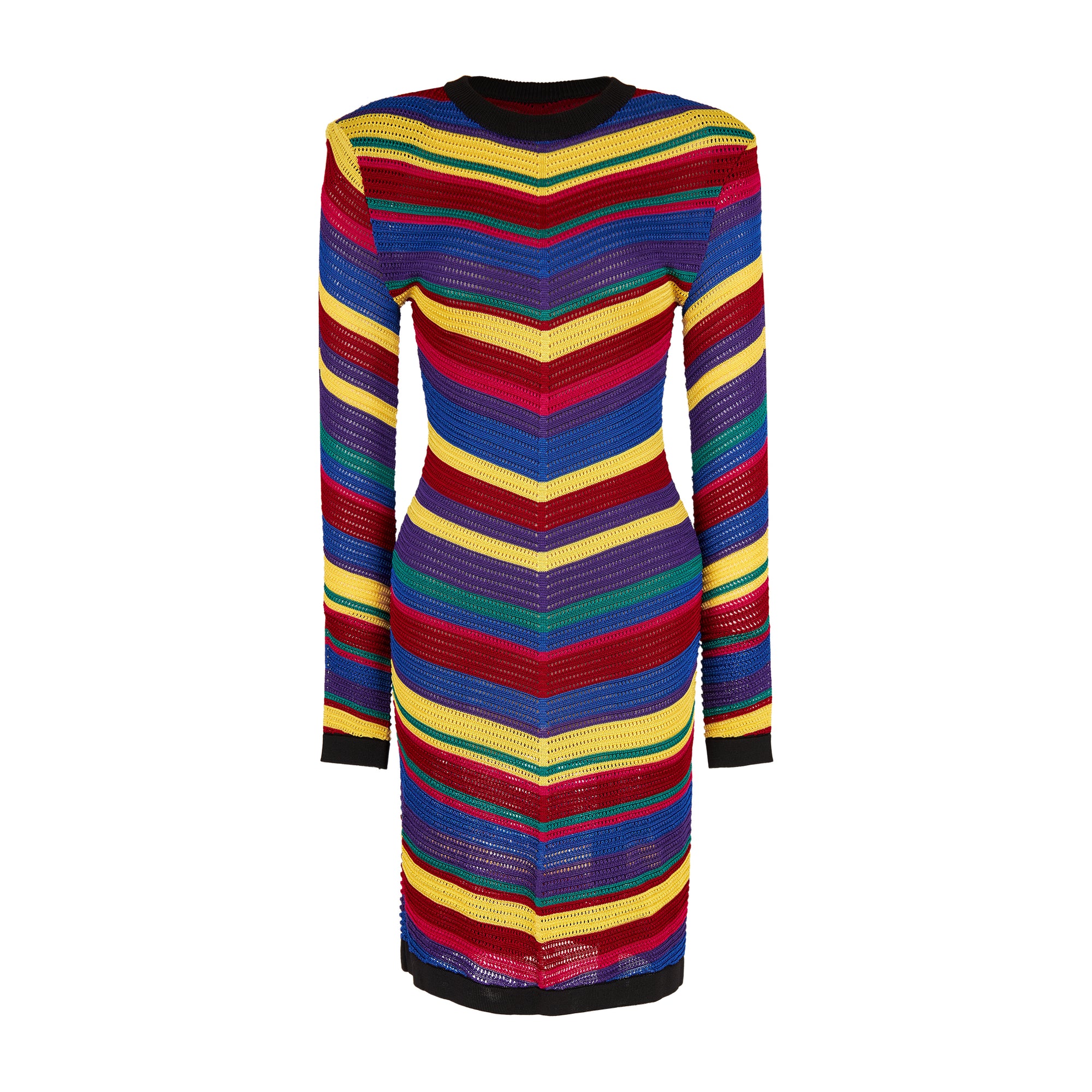 Balmain Rainbow Stripe Knit Dress