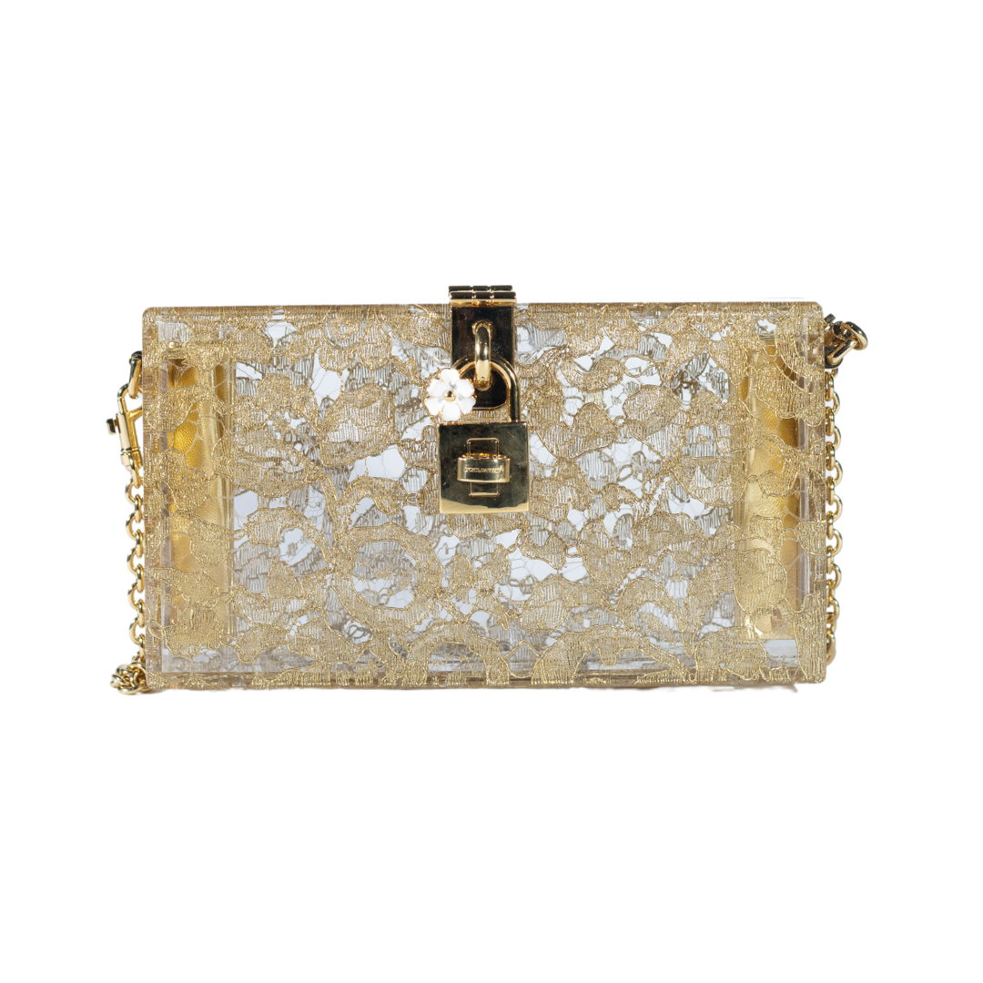 Dolce & Gabbana Lace Acrylic Box Clutch