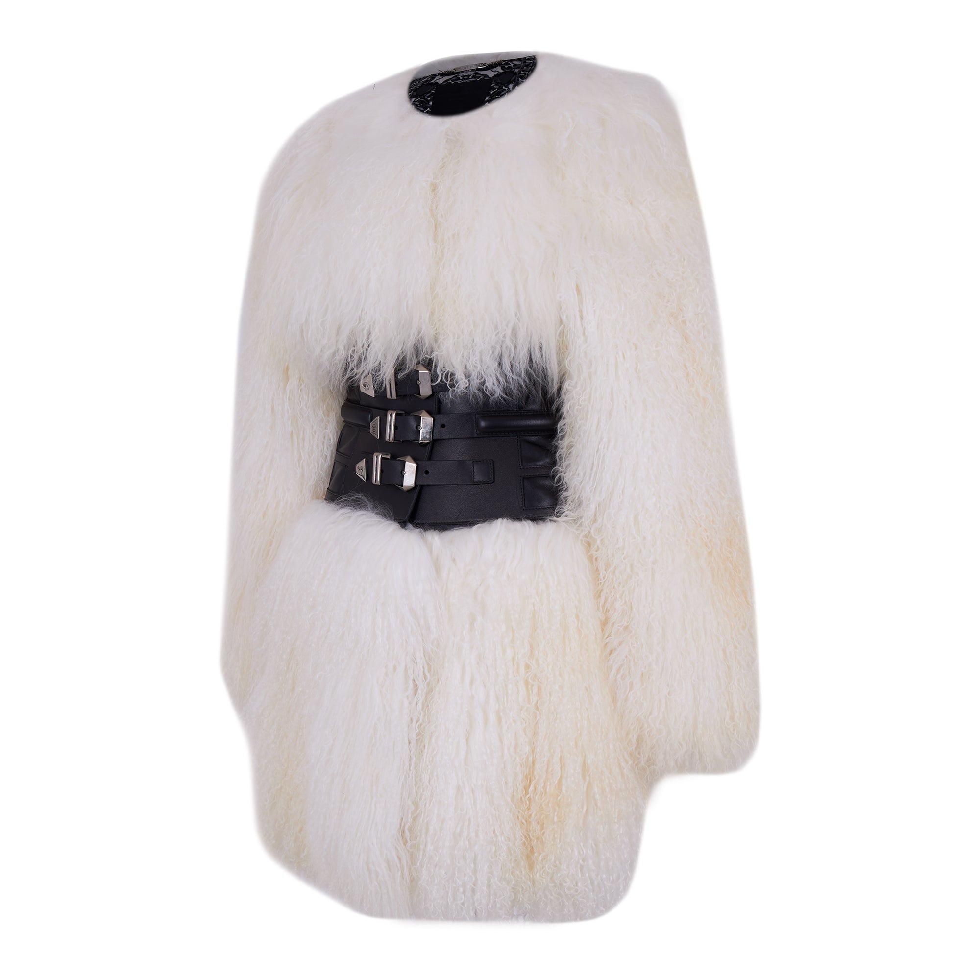 Philipp Plein white fur maxi coat