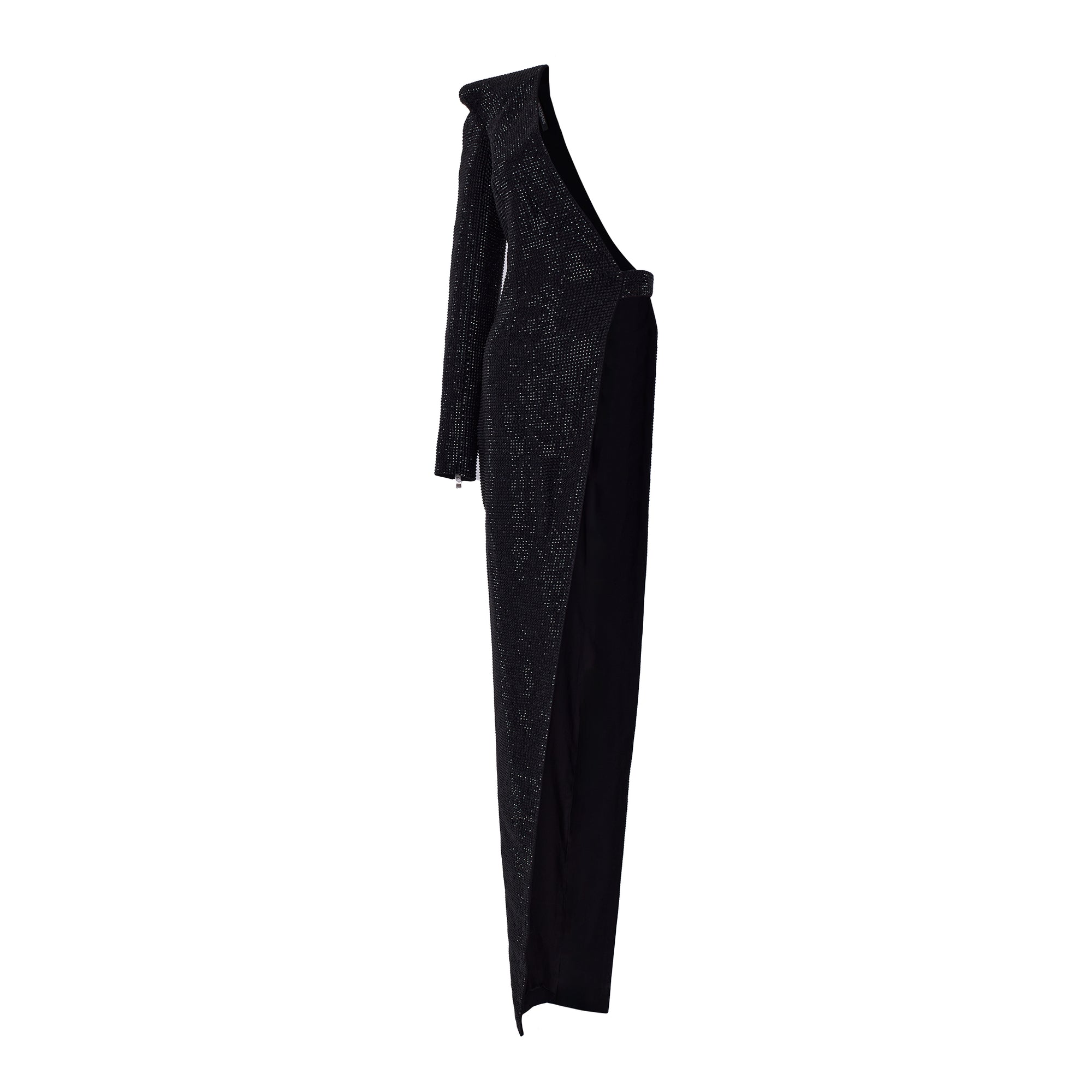 Balmain Asymmetric Crepe Maxi Dress In Black