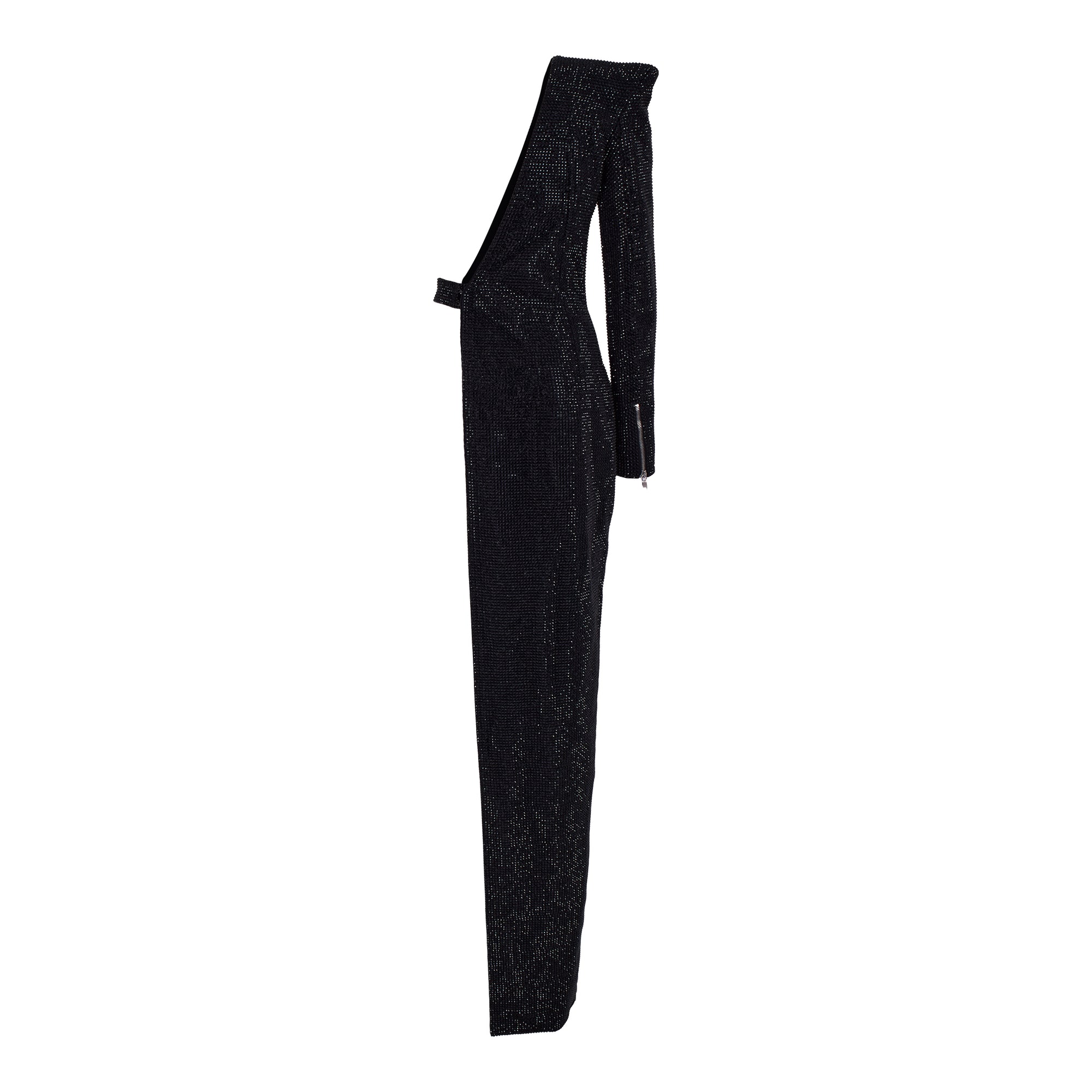 Balmain Asymmetric Crepe Maxi Dress In Black