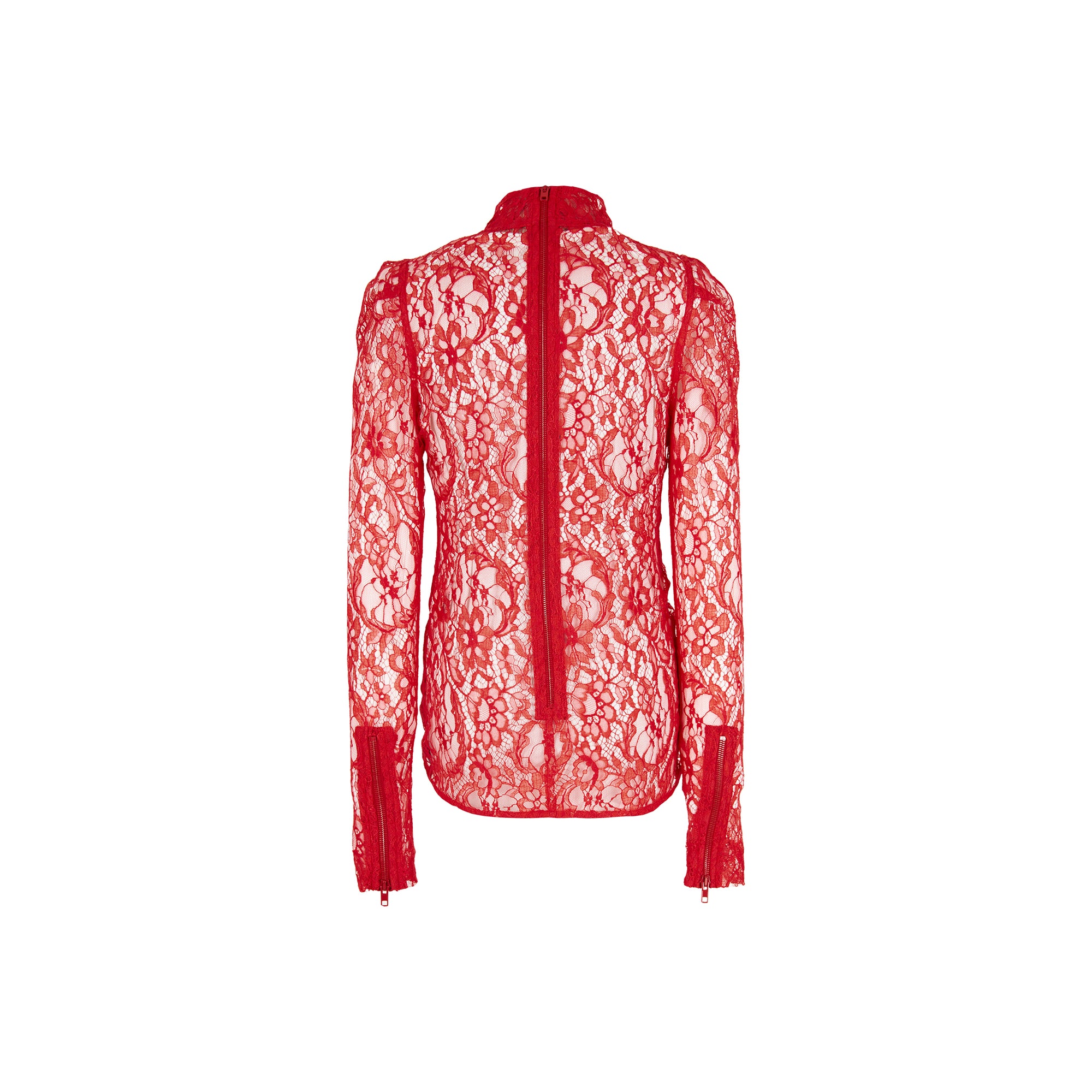 Givenchy Red Band Collar Lace Top