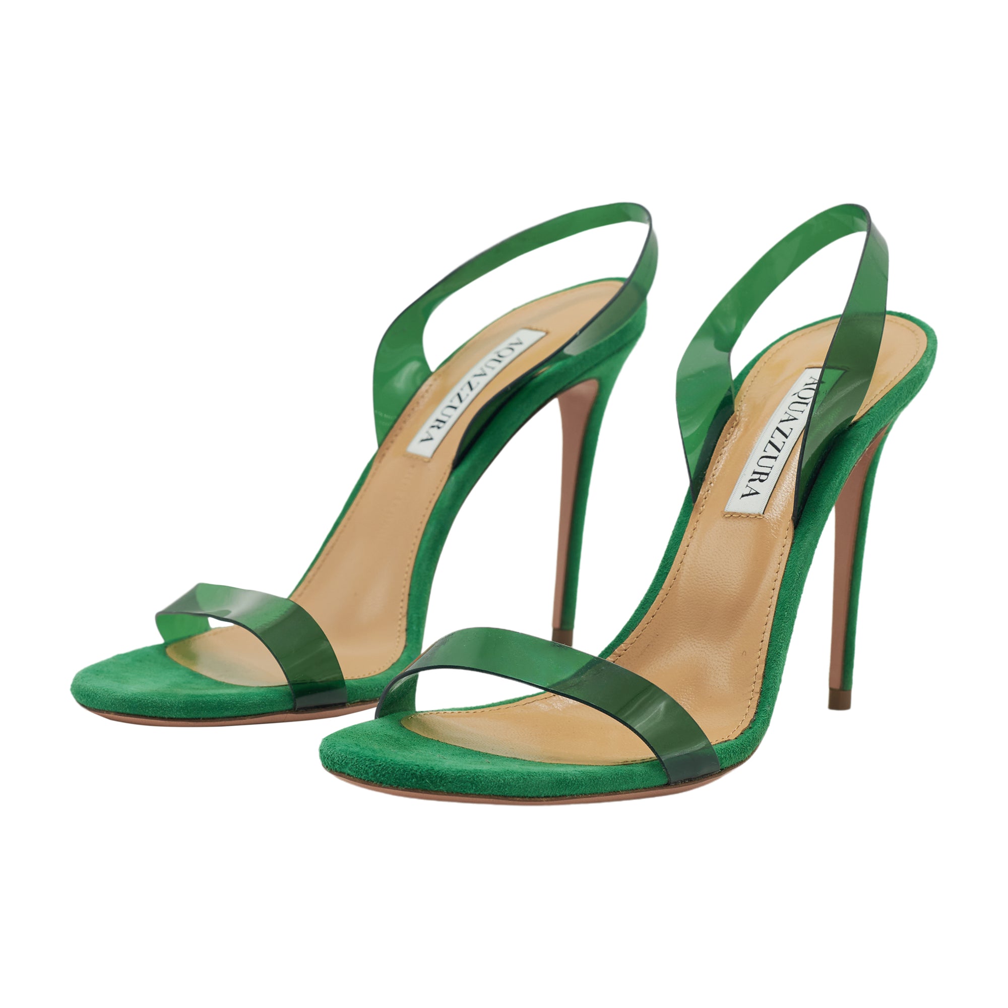 Aquazzura Green So Nude 105 Sandals