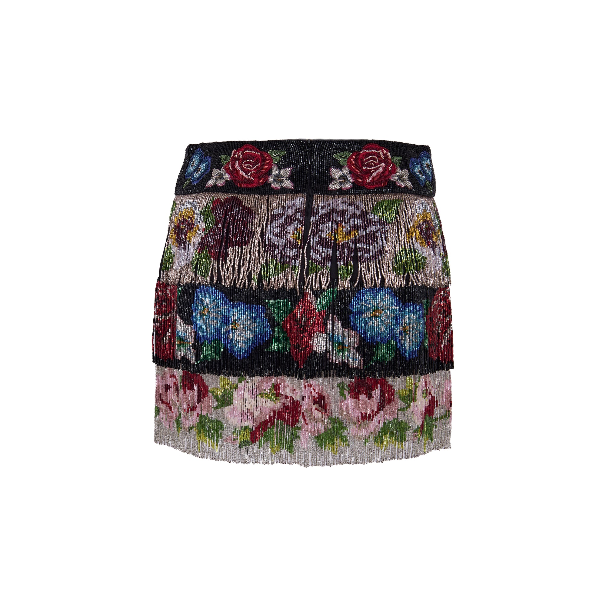 Dolce & Gabbana Beaded Fringe Floral Skirt