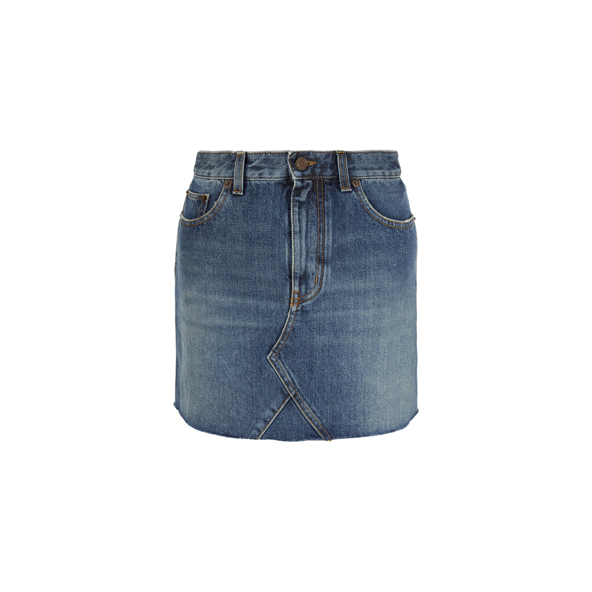 Saint Laurent Denim Mid-rise Waist mini skirt