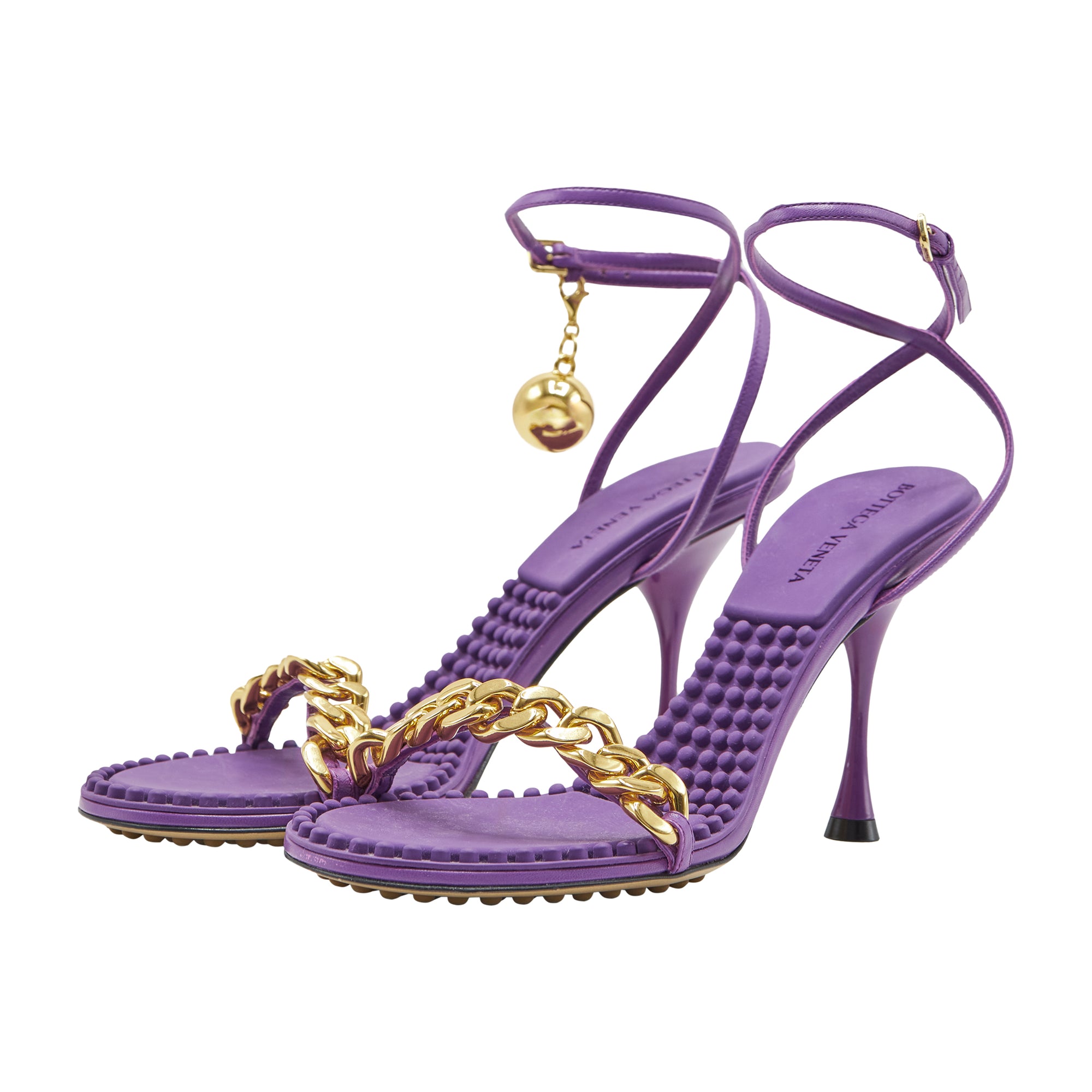 Bottega Veneta Purple Dot Embellished Leather Sandals
