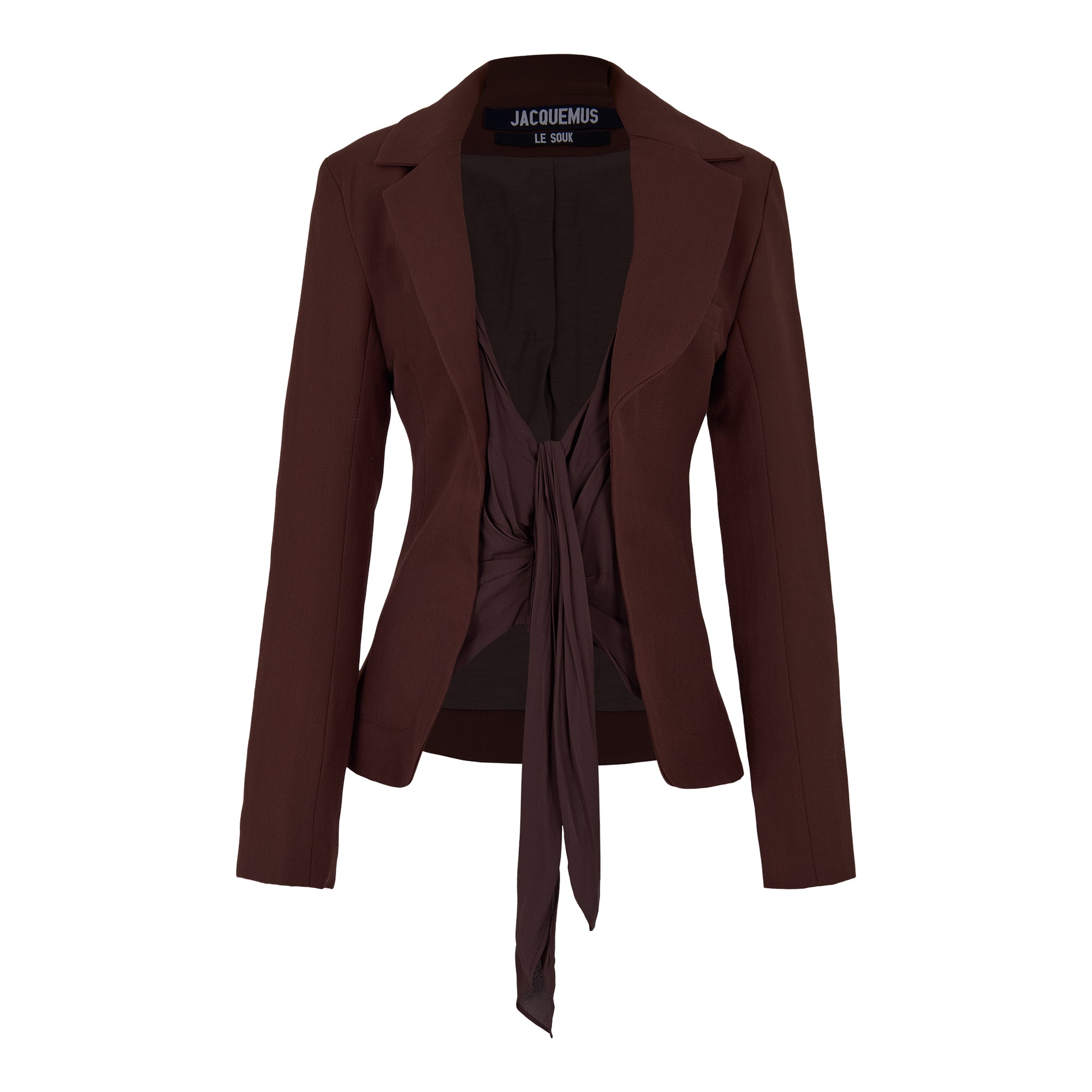 Jacquemus Front Tie Brown Cotton-wool Blend Blazer