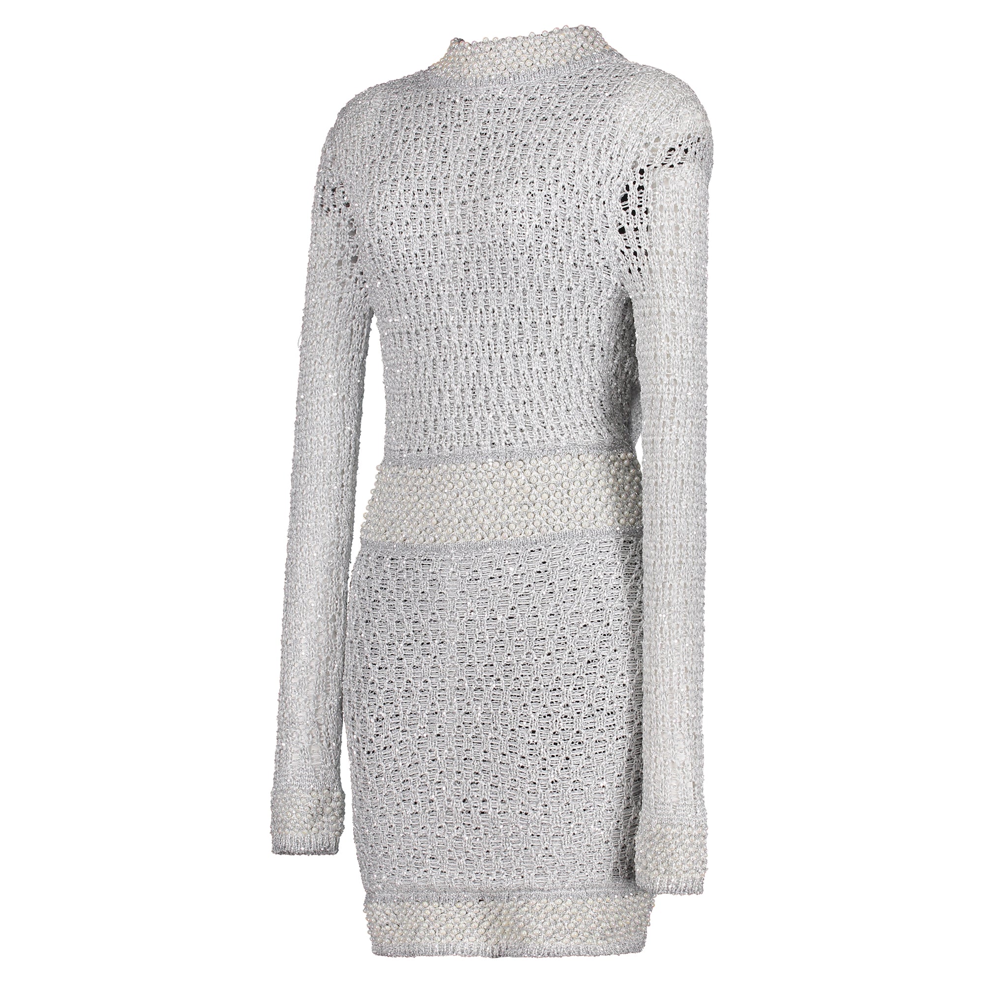 Balmain Grey Crochet Dress