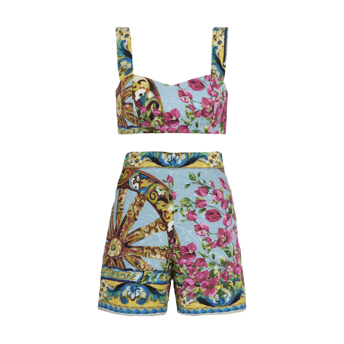 Dolce & Gabbana floral and brocade short and top set