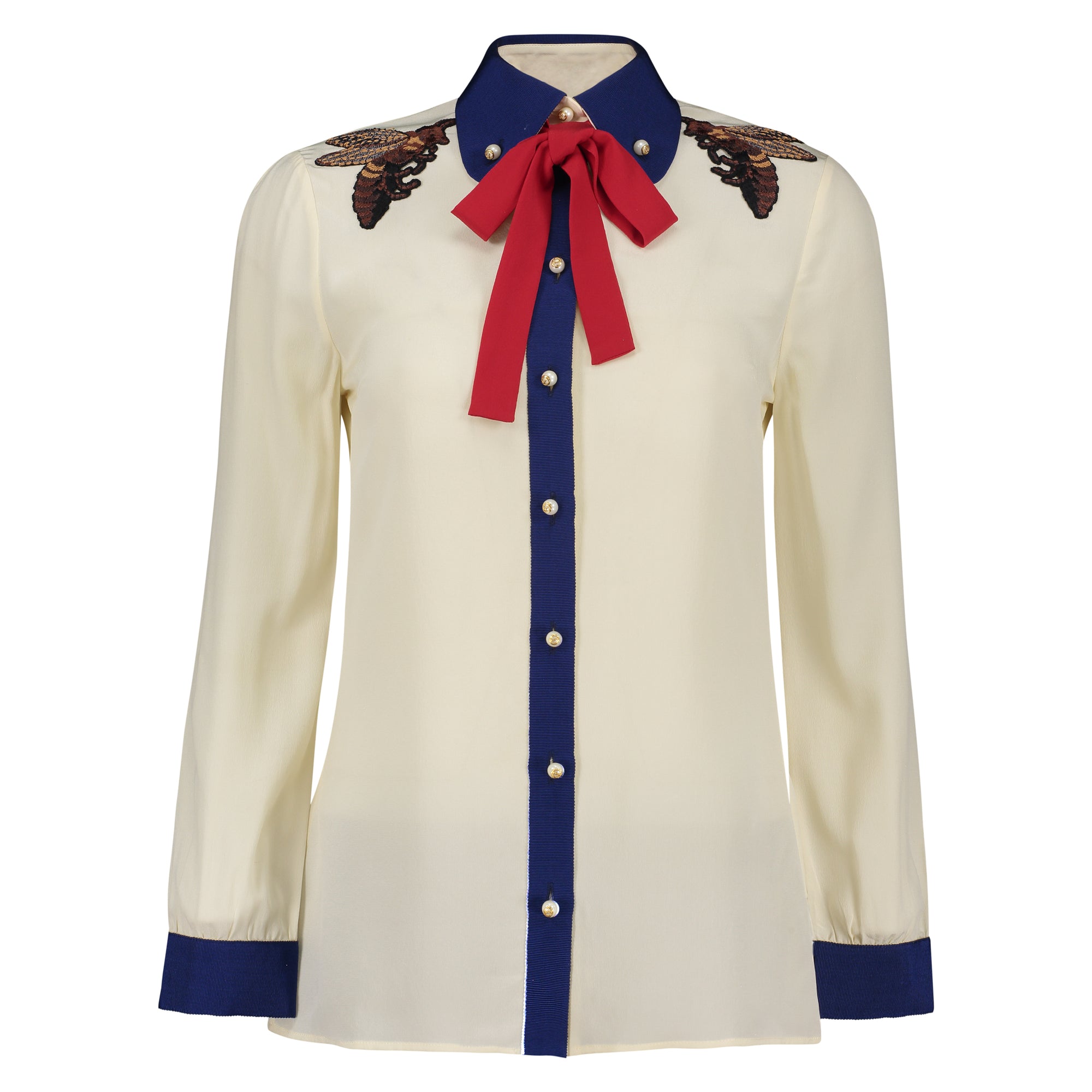 Gucci Women's White Embroidered Bee Shirt