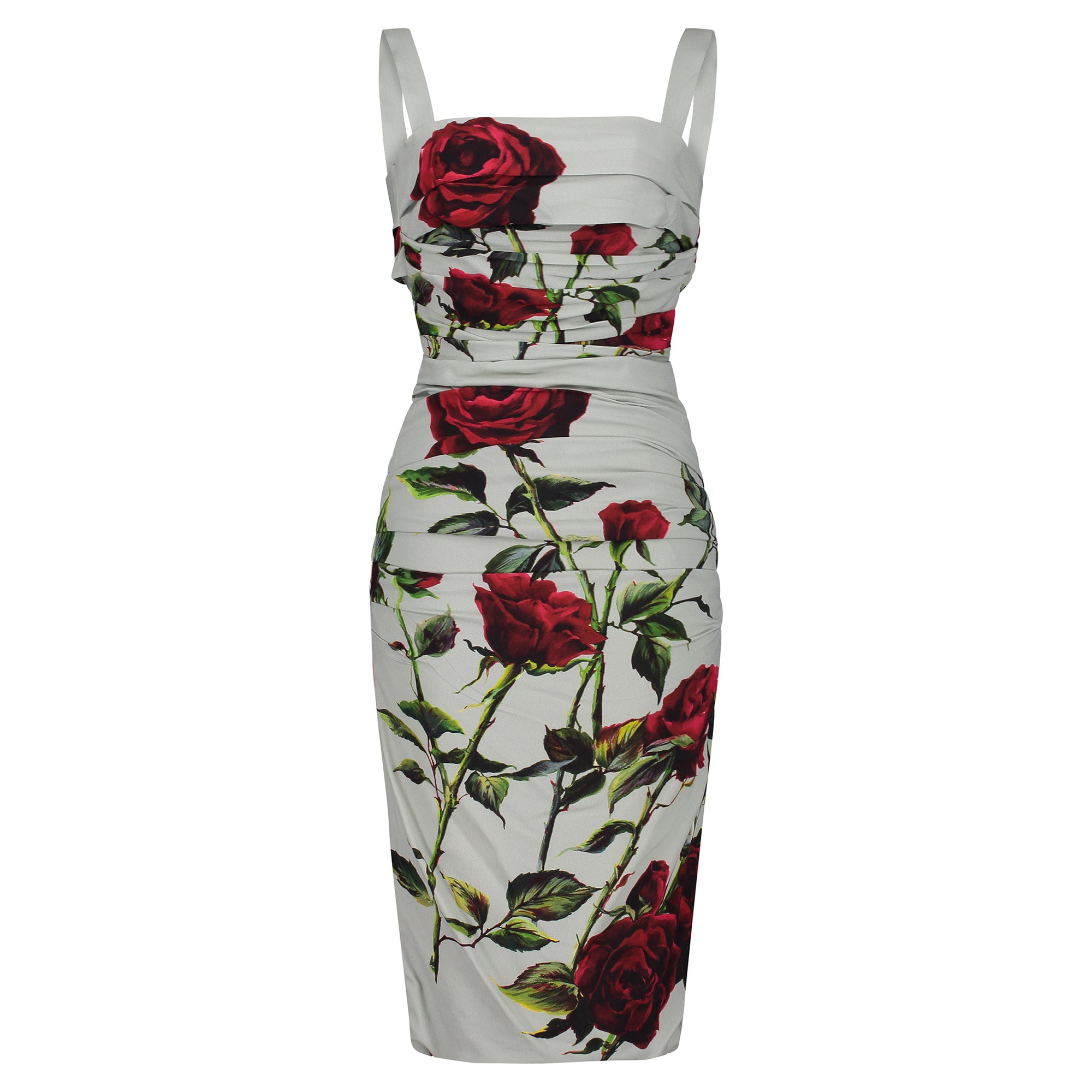 Dolce & Gabbana Floral-Print Ruched Midi Dress