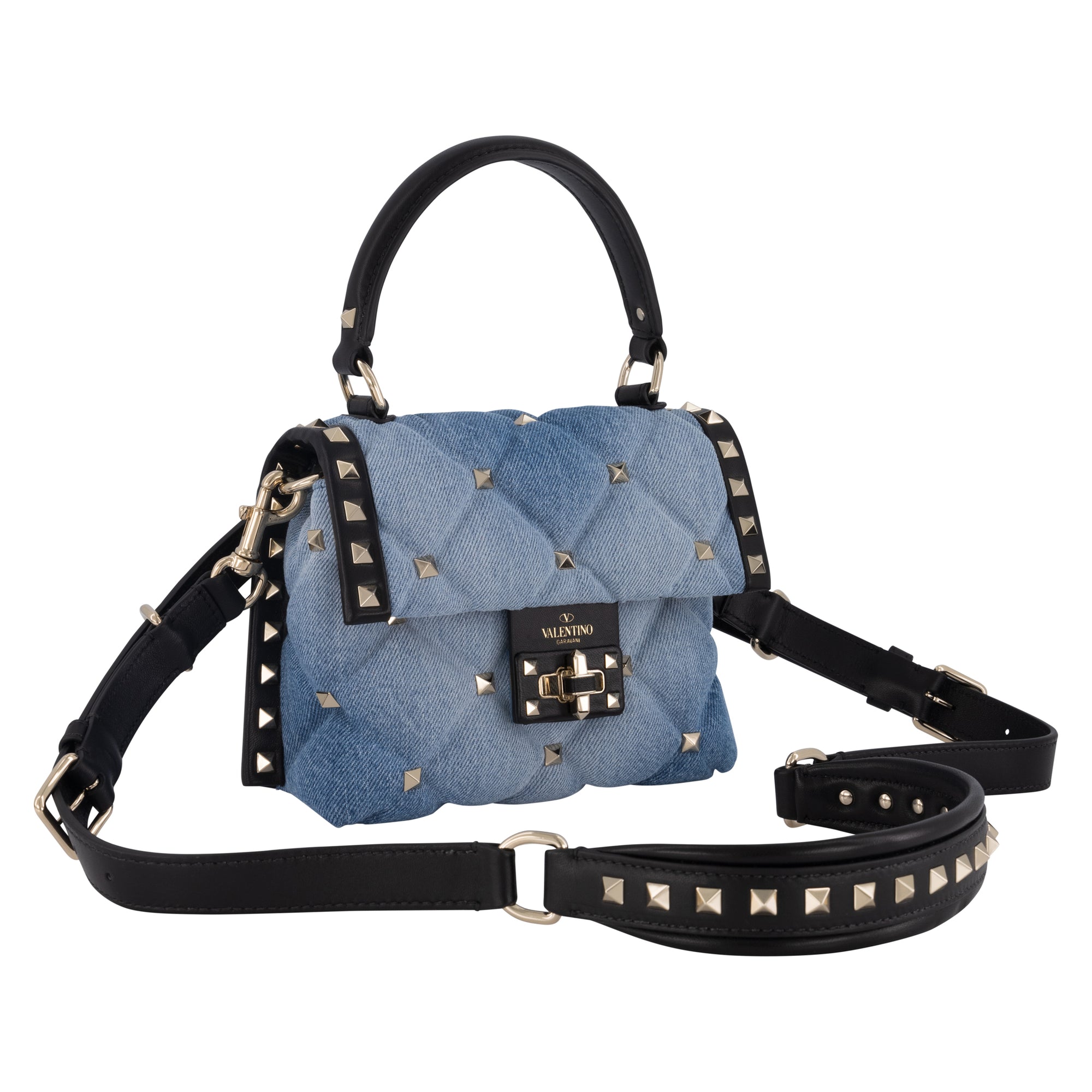 Valentino Metallic Silver Quilted Leather Mini Candystud Top Handle Bag  Valentino