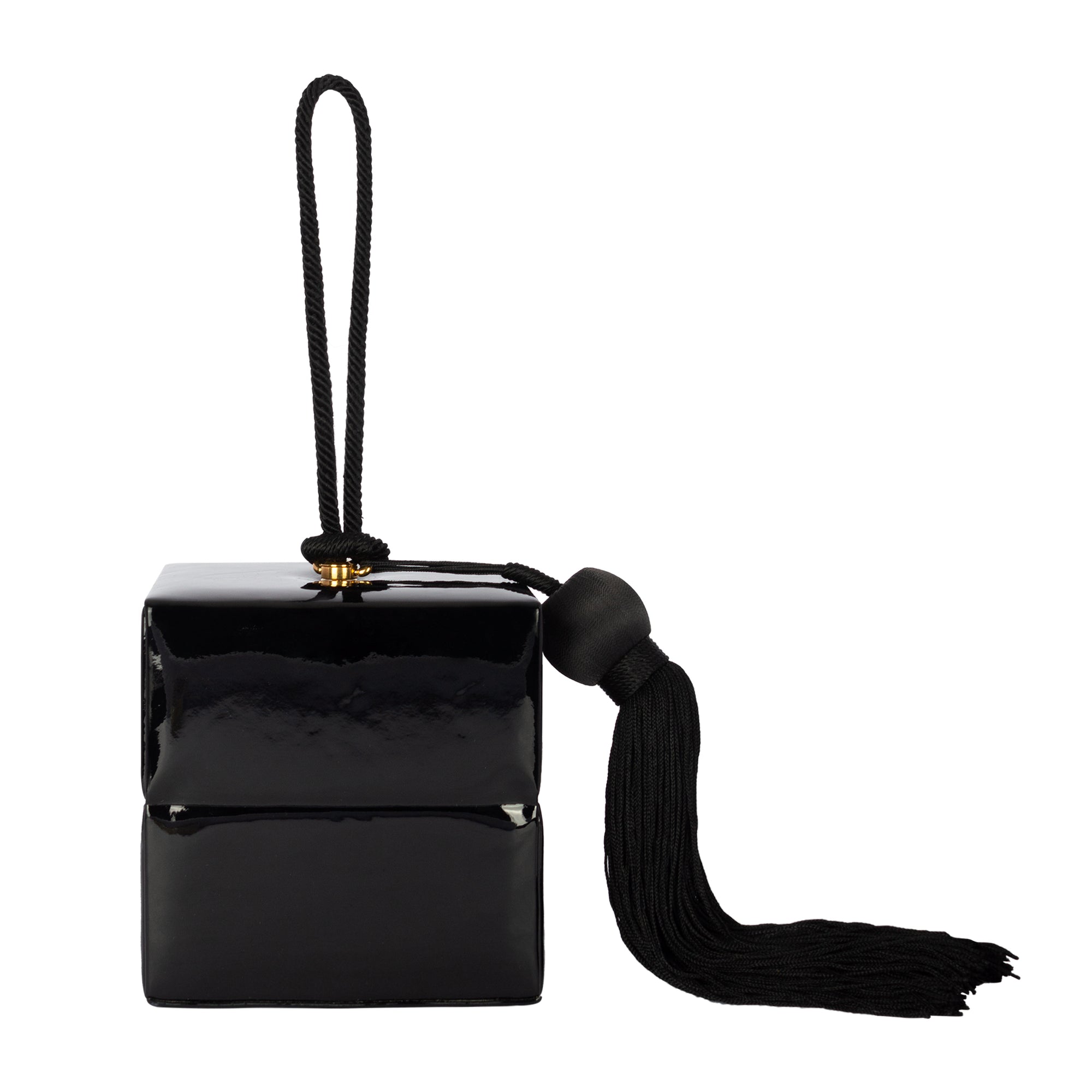 Saint Laurent Black Patent Jerry Box Bag Wristlet