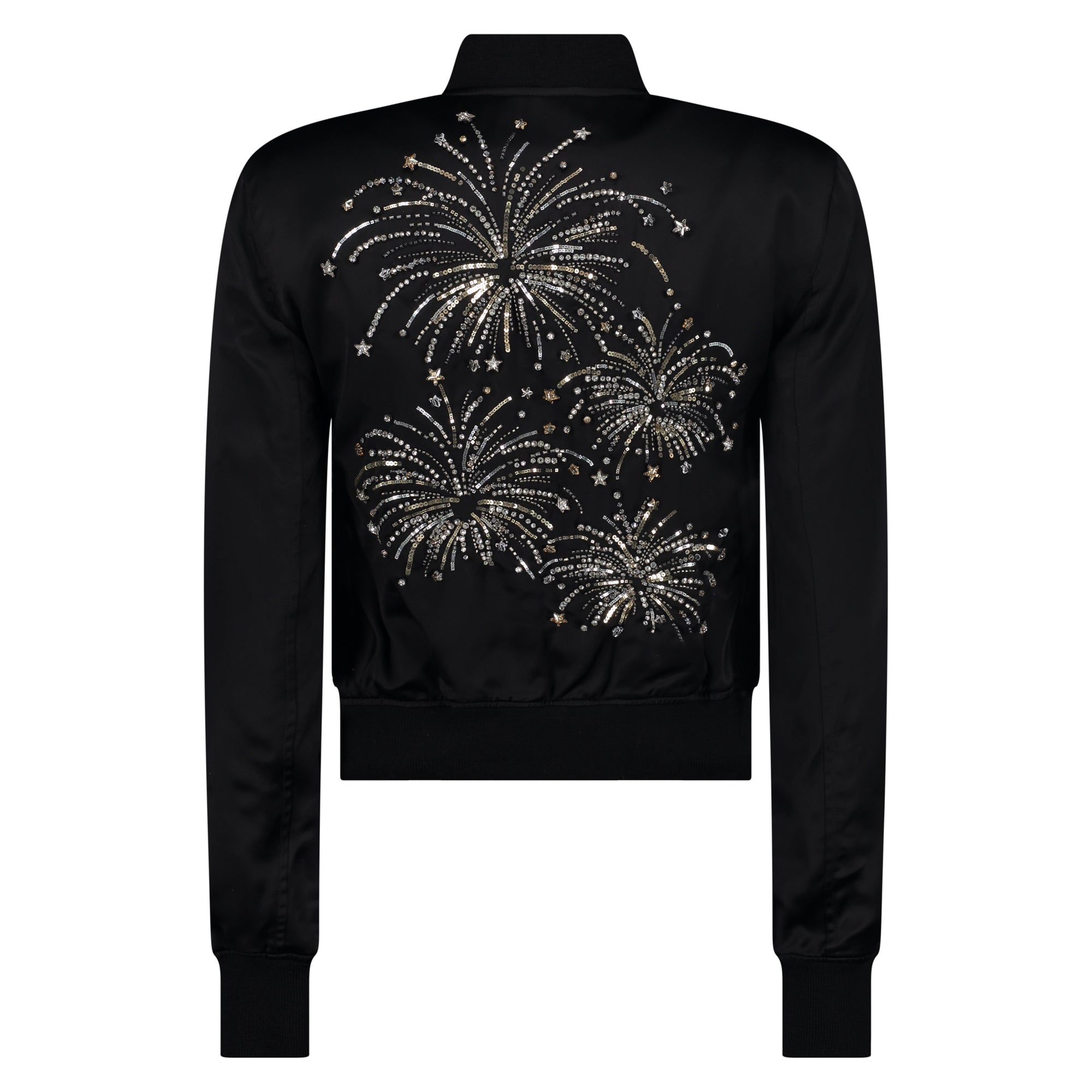 Saint Laurent Firework-embellished satin bomber jacket