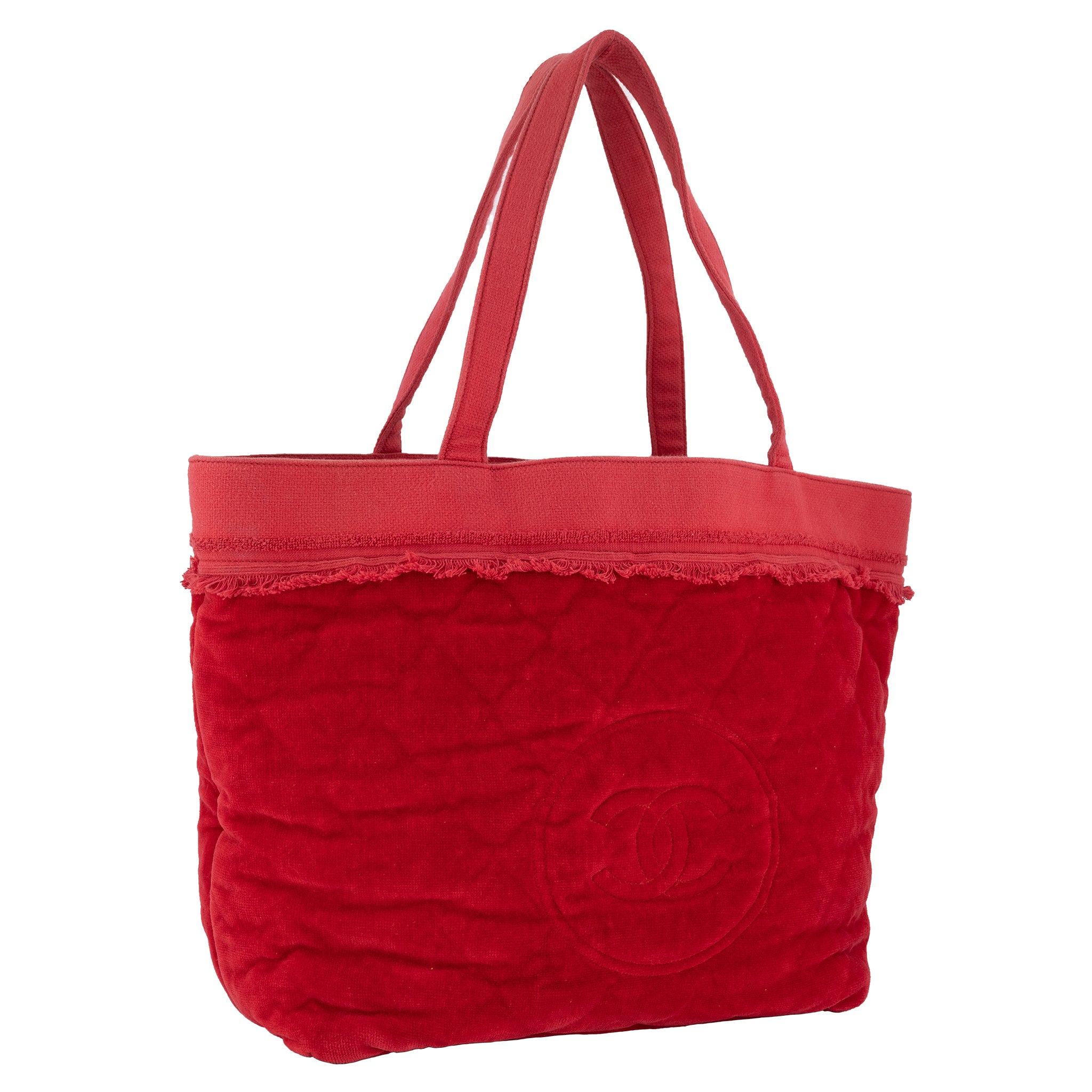 Chanel shopper bag Pink White Fuschia Cotton ref.352980 - Joli Closet