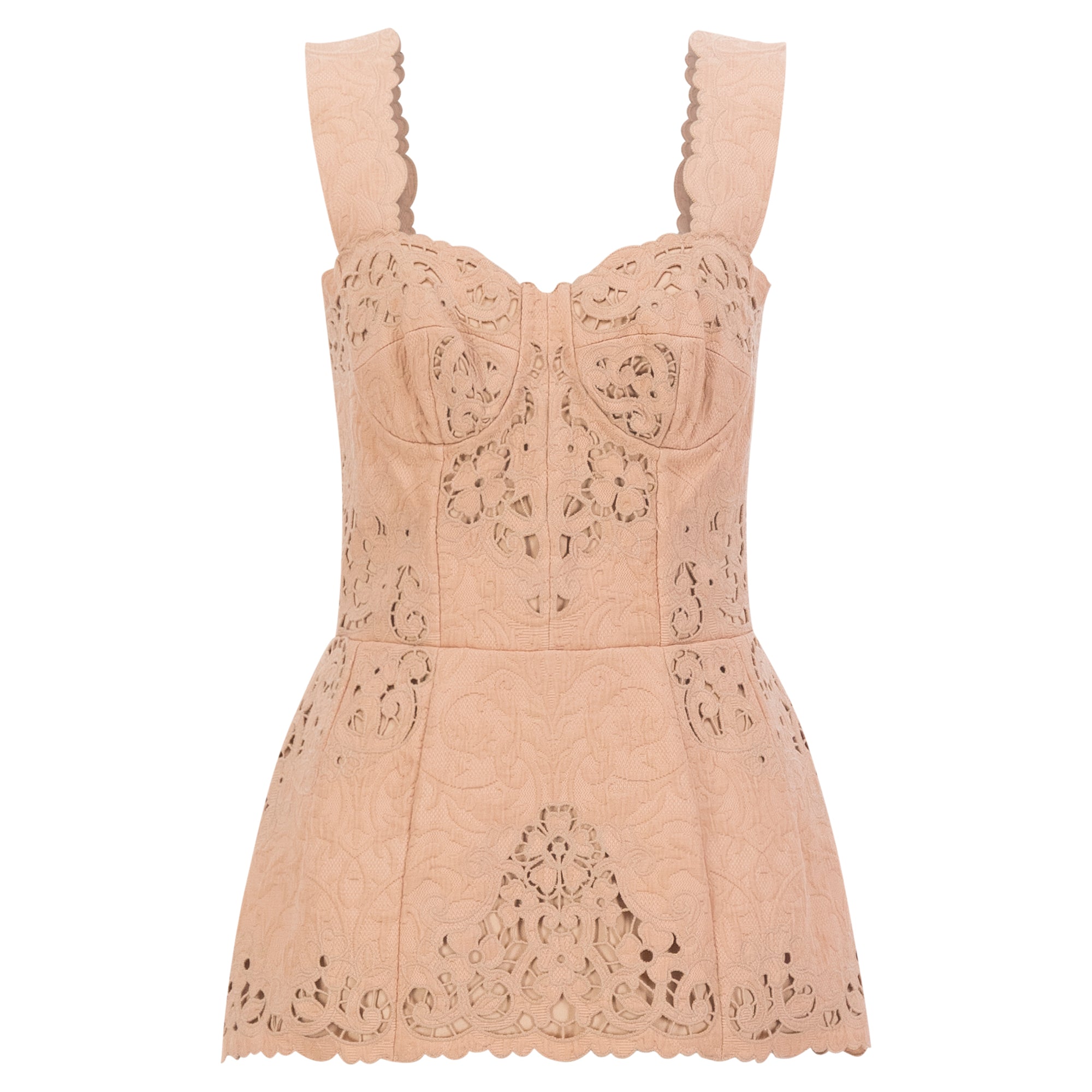 Dolce & Gabbana Pink Floral Lace Bustier