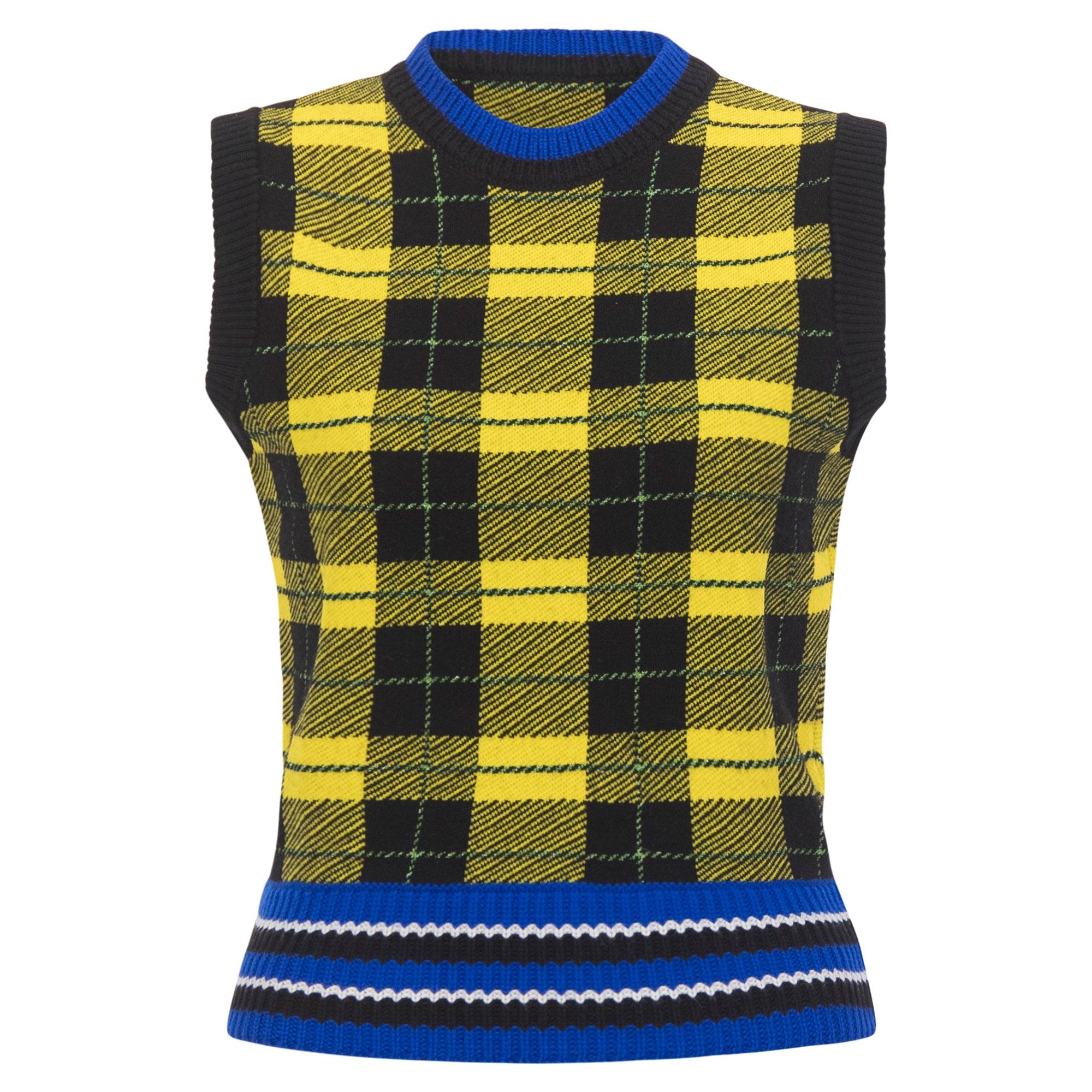 Versace Check Knit Vest In Yellow