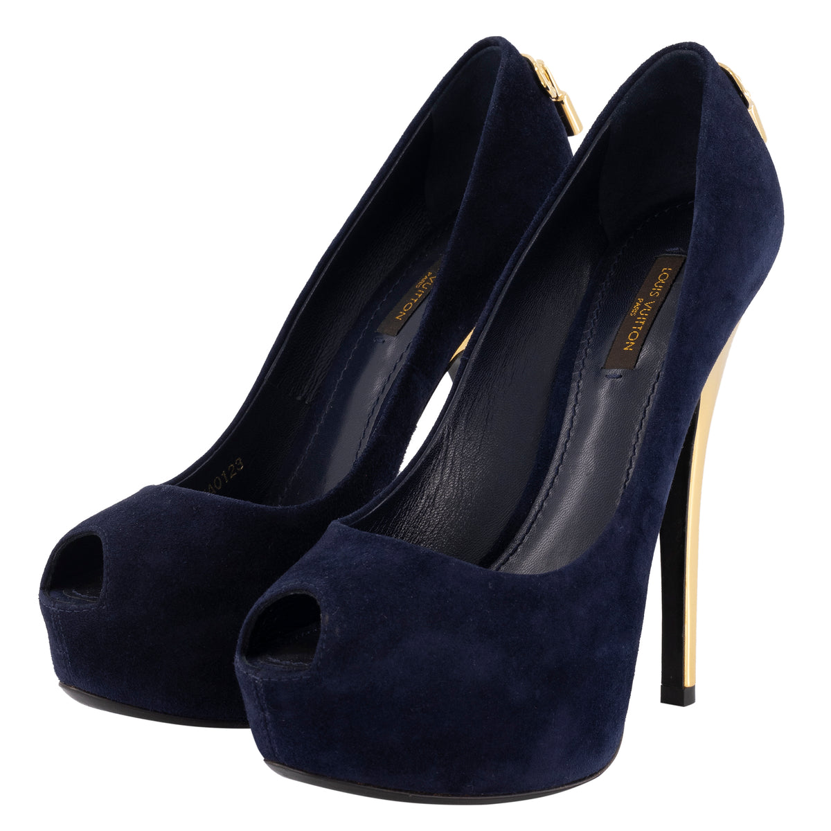 LOUIS VUITTON OH REALLY OPEN TOE SHOES 36 BLUE SUEDE PUMPS SHOES