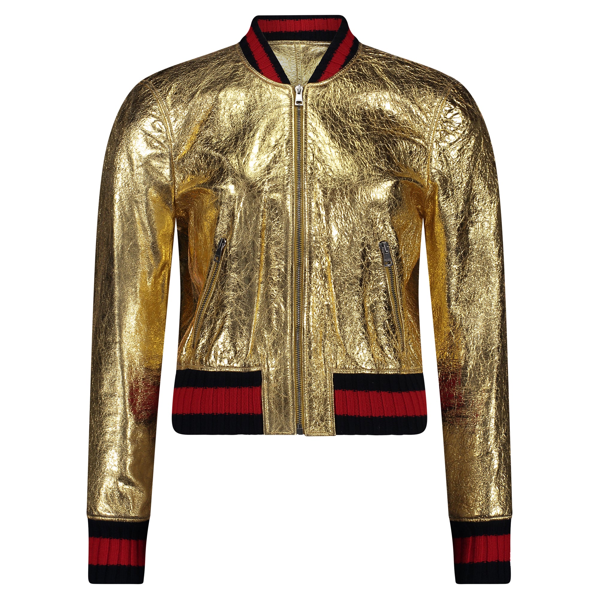 Gucci Crackle Leather Bomber Jacket - Dream Closet Pevida